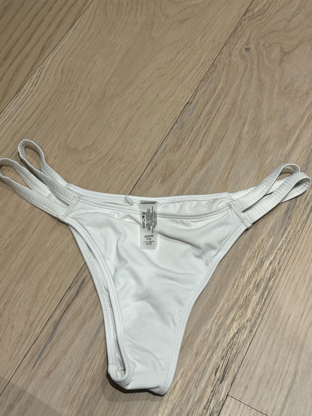Garage White Double-Strap Bikini Bottom